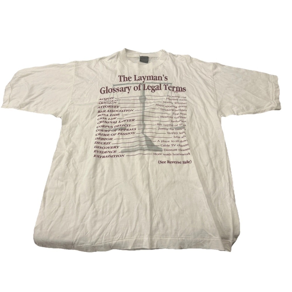 VTG The Layman's Glossary Of Legal Terms  T-Shirt Xl Free Ship Single Stitch